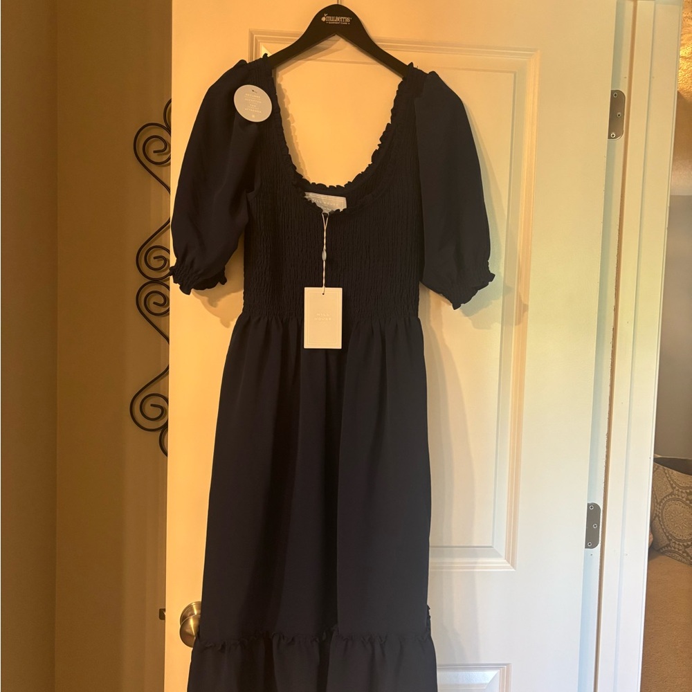 Hill House Blue Ruffled Tiered Midi Dress